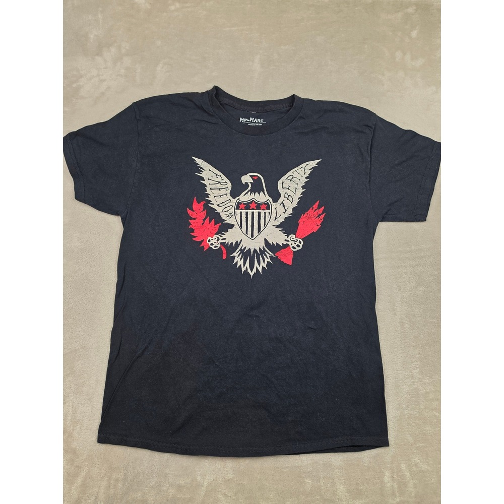 Melmarc Graphic T-Shirt Men L Fit M Black Freedom Liberty Eagle Short Sleeve Tee